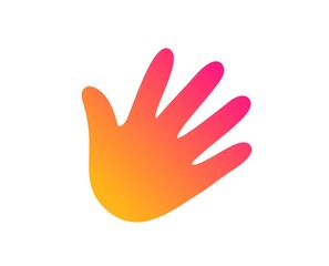 Fototapeta na wymiar Hand wave icon. Palm sign. Classic flat style. Gradient hand icon. Vector