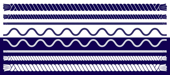 Marine rope set. Nautical vintage decorative elements. Navy style graphic design. Vector illustration EPS 10. © Elena