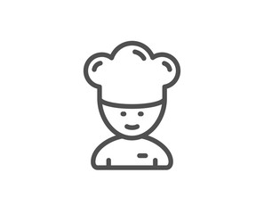 Cooking chef line icon. Sous-chef sign. Food preparation symbol. Quality design element. Linear style cooking chef icon. Editable stroke. Vector