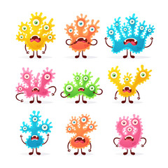 Obraz premium Doodle Cartoon Characters: Monsters with a Lot of Eyes. Vector Set 