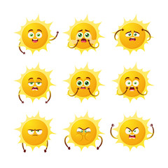 Doodle Cartoon Character: Sun. Vector Set