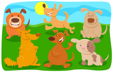 Obraz na płótnie Canvas happy dogs cartoon characters group