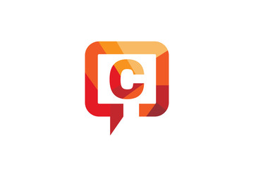 Creative C Letter Talk Bubble Logo Design Symbol Vector Illustration