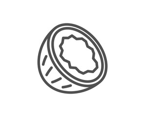 Coconut line icon. Tasty nut sign. Vegan food symbol. Quality design element. Linear style coconut icon. Editable stroke. Vector