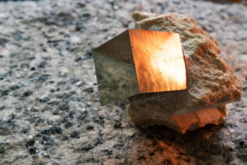 The mineral pyrite, or iron pyrite, also known as fool's gold.