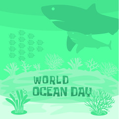 World Ocean Day Vector Design with Undersea Design