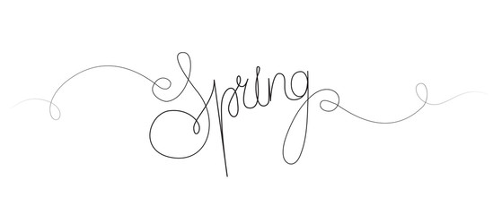 Vector illustration of spring lettering isolated white background
