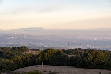 Obraz premium Sunset on silicon valley as seen from the top of Monte Bello open space above Palo Alto, California