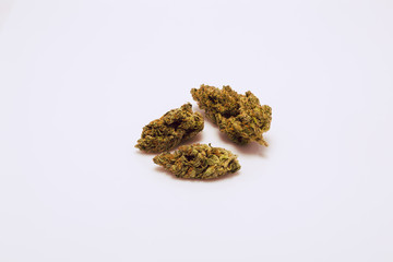 Fototapeta na wymiar Cannabis flower on white background