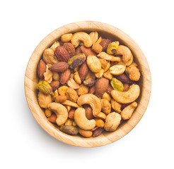 Spicy flavoured nuts. Mix of nuts.