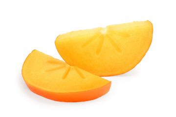 slice of Persimmon fruit isolated on white background close-up