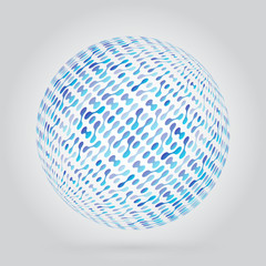 Abstract sphere object with integrated metaballs. Technological background texture for your design. Molecular compounds vector illustration.