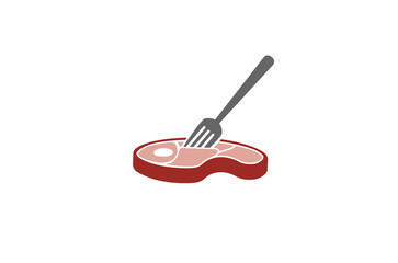 Creative Meat Flesh Fork Logo Design Symbol Vector Illustration