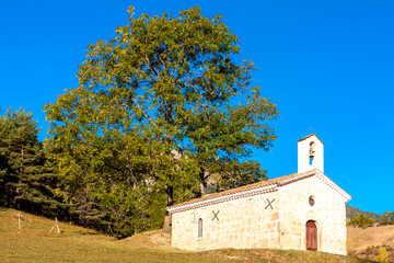 Naklejka premium chapel in autumn landscape, Provence, France