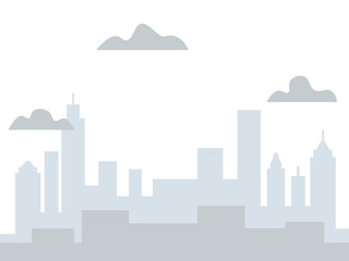 Gray background, view of the city. The buildings are tall. In minimalist style Cartoon flat Vector