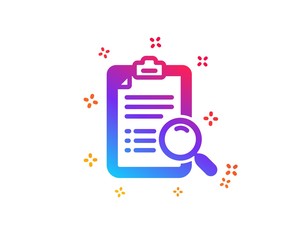 Obraz premium Search analysis icon. Find document sign. Magnify glass. Dynamic shapes. Gradient design search analysis icon. Classic style. Vector
