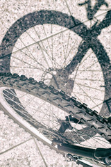 Bicycle wheel and tyre part grunge background