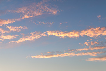 Sunset sky with small clouds colorful background