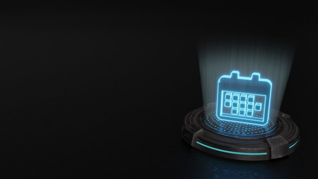 3d hologram symbol of calendar icon render
