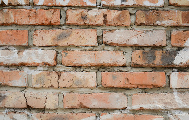 background with a brick wall of orange color and English letters