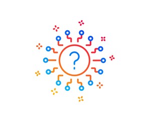 Question mark line icon. Quiz chat bubble sign. Faq system. Gradient design elements. Linear question mark icon. Random shapes. Vector