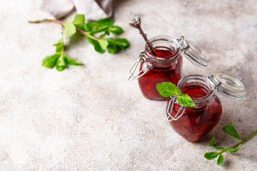 Homemade strawberry jam in jar