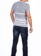 Fashion clothes, t-shirt and jeans for men photos made in white background