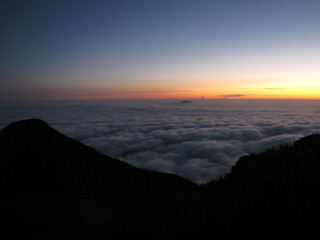 montanhismo, nascer do sol, nuvens