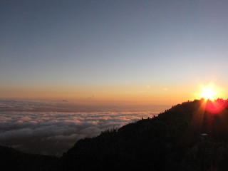 montanhismo, nascer do sol, nuvens