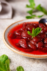 Homemade strawberry jam in plate