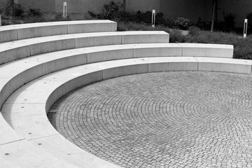 Concrete circles as seating - obrazy, fototapety, plakaty