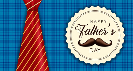 Fathers Day banner of plaid background and tie
