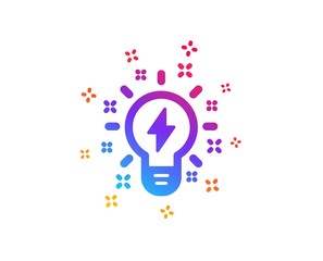 Inspiration icon. Creativity light bulb with lightning bolt sign. Graphic art symbol. Dynamic shapes. Gradient design inspiration icon. Classic style. Vector