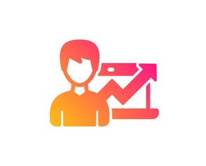 Business results icon. Growth chart sign. Classic flat style. Gradient success Business icon. Vector