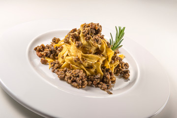 Pasta dish bolognese fettuccine