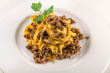 Pasta dish bolognese fettuccine