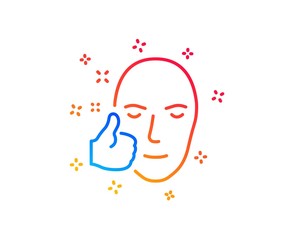 Healthy face skin line icon. Good care sign. Like symbol. Gradient design elements. Linear healthy face icon. Random shapes. Vector