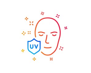 UV protection line icon. Skin care sign. Healthy face symbol. Gradient design elements. Linear uV protection icon. Random shapes. Vector