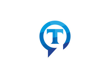 Creative T Letter Talk Bubble Logo Design Symbol Vector Illustration