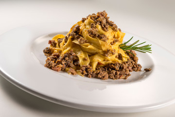 Pasta dish bolognese fettuccine