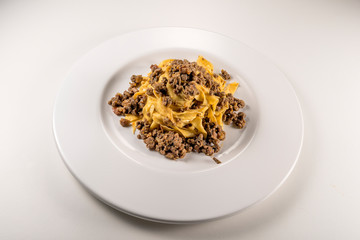 Pasta dish bolognese fettuccine