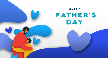Fathers Day card of paper cut dad hugging child
