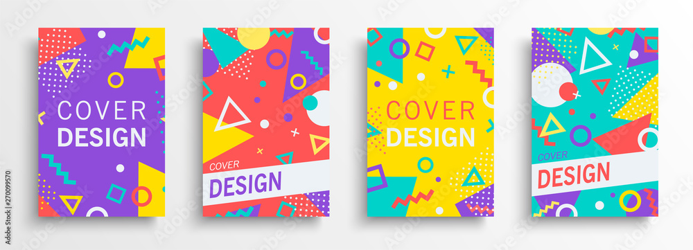 Wall mural retro abstract background design set in 80s style