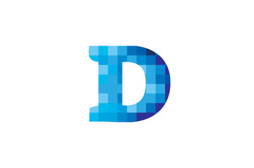 Creative Blue D Letter Pixel Logo Design Symbol Vector Illustration