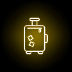 suitcase icon in neon style. Element of travel illustration. Signs and symbols can be used for web, logo, mobile app, UI, UX