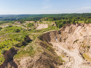 top view of sand mine heavy industrial