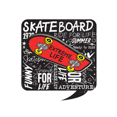 Fototapeta premium skateboard poster quotes distressed colorful kids apparel sports