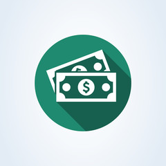 dollar banknote flat style. illustration icon isolated on white background.