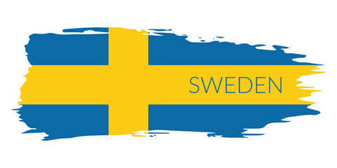 Grunge button "Flag of Sweden"