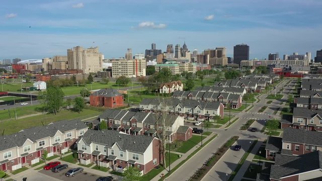 Residential area in Detroit Michigan Aerial